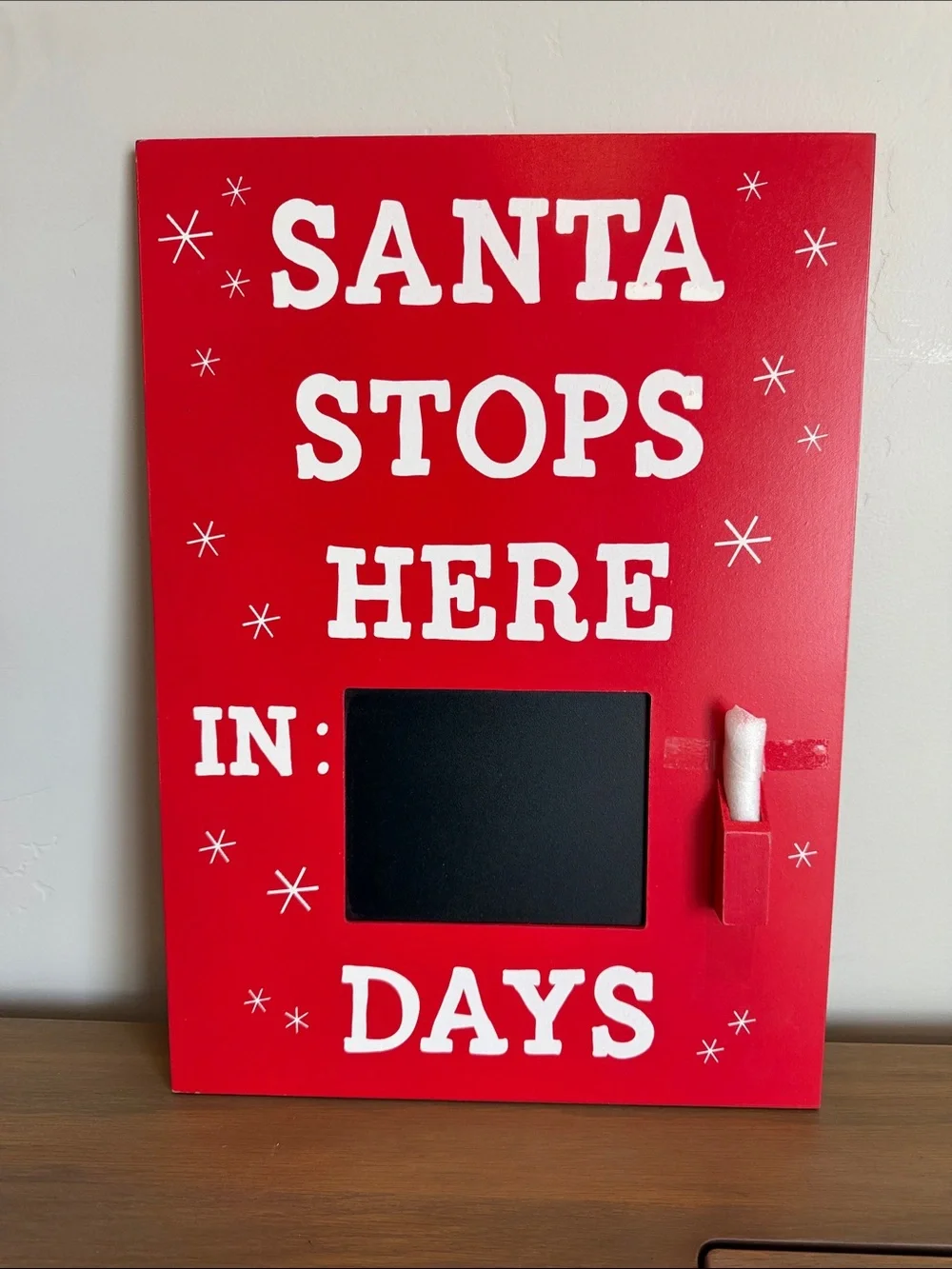 Santa Stops Here Red Chalkboard Countdown Sign Target 2017 Red and White